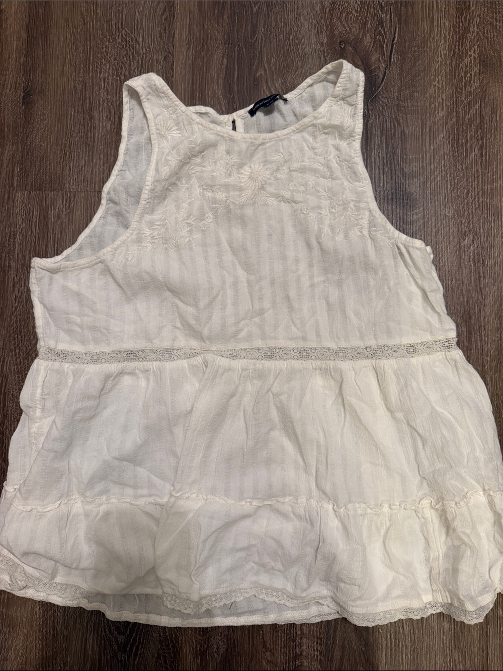 American Eagle Outfitters Cream Sleeveless Peplum Tank